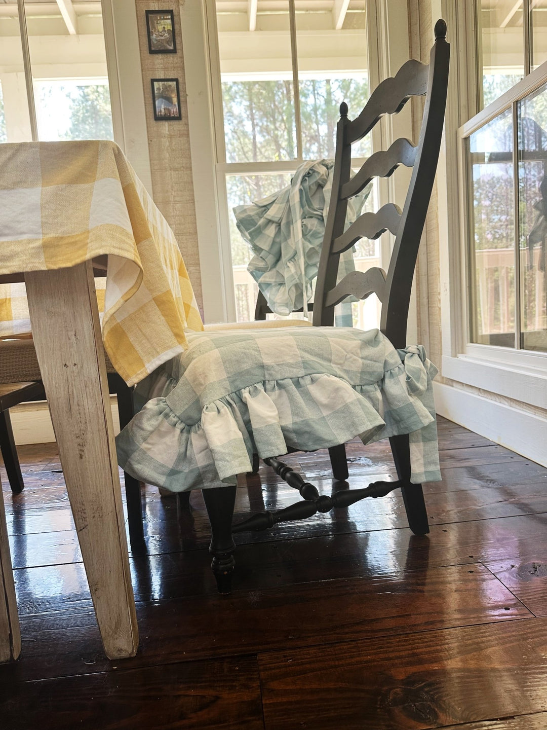 Farmhouse Ruffled Chair Slipcovers – Set of 4 handmade heirloom nursery - High Cotton Textile