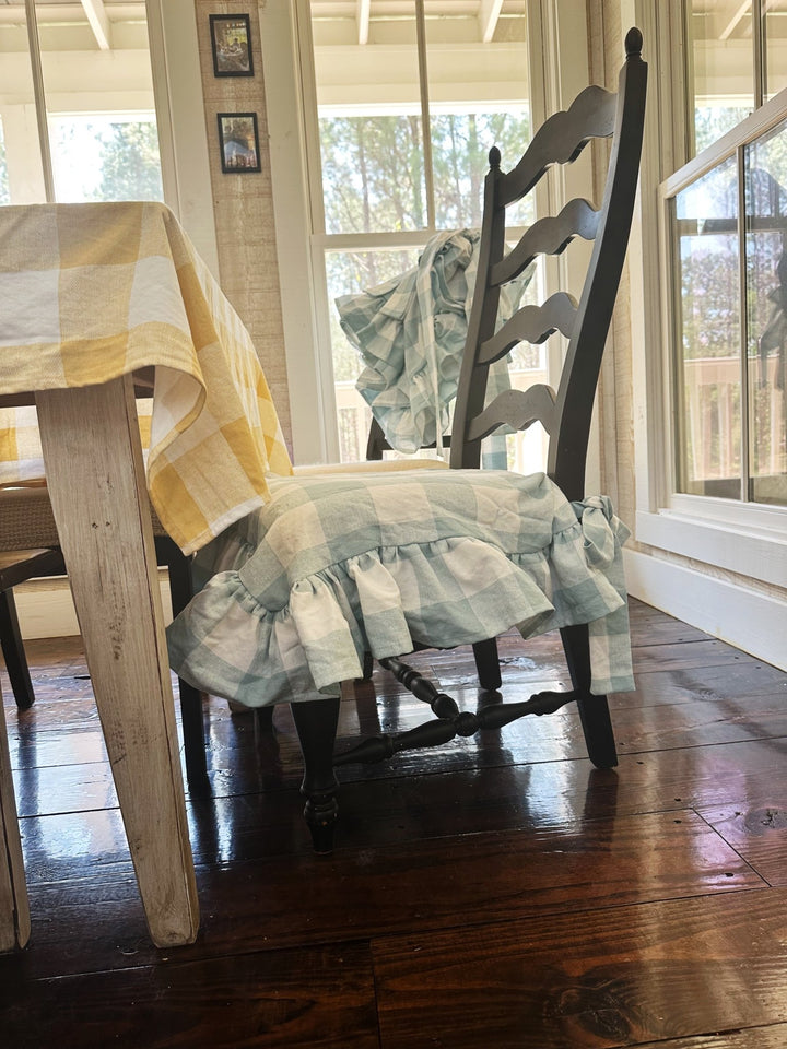 Farmhouse Ruffled Chair Slipcovers – Set of 4 handmade heirloom nursery - High Cotton Textile