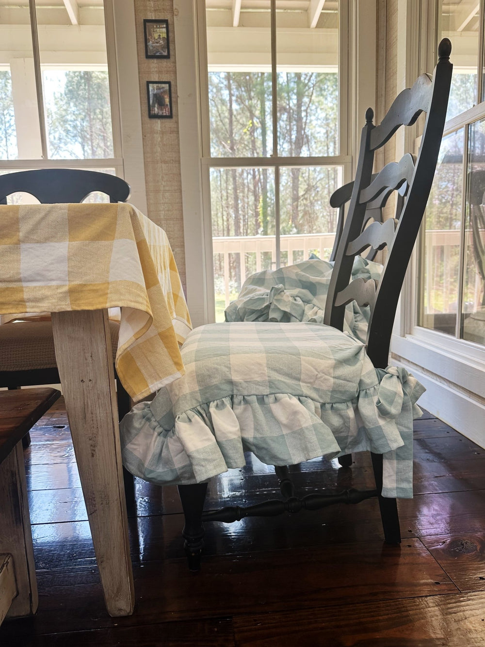 Farmhouse Ruffled Chair Slipcovers – Set of 4 handmade heirloom nursery - High Cotton Textile