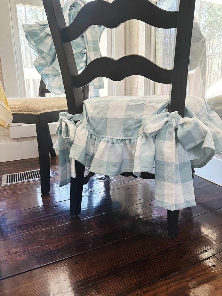Farmhouse Ruffled Chair Slipcovers – Set of 4 handmade heirloom nursery - High Cotton Textile