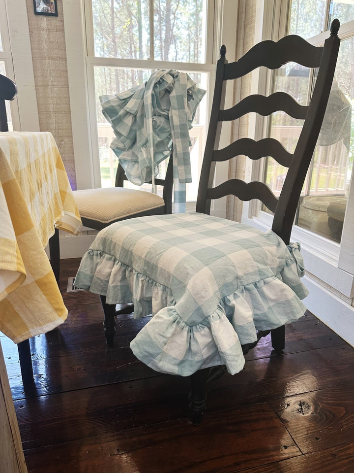 Farmhouse Ruffled Chair Slipcovers – Set of 4 handmade heirloom nursery - High Cotton Textile