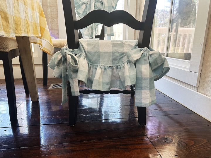 Farmhouse Ruffled Chair Slipcovers – Set of 4 handmade heirloom nursery - High Cotton Textile