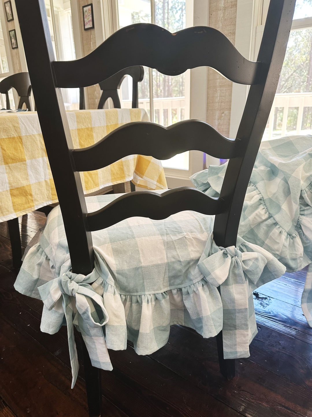 Farmhouse Ruffled Chair Slipcovers – Set of 4 handmade heirloom nursery - High Cotton Textile