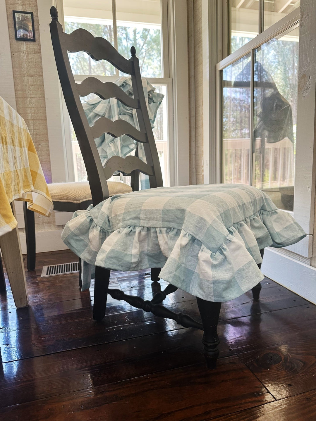 Farmhouse Ruffled Chair Slipcovers – Set of 4 handmade heirloom nursery - High Cotton Textile