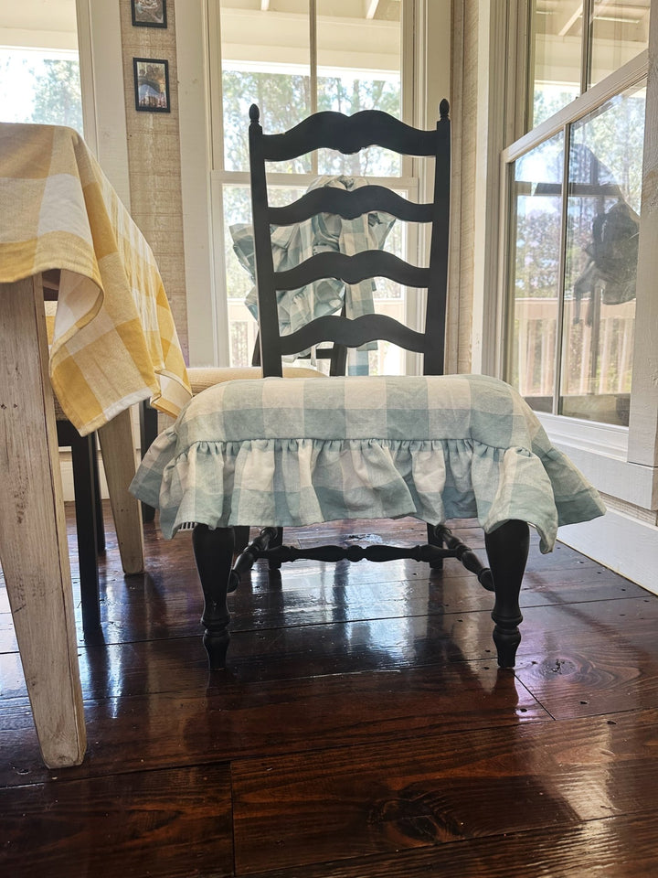 Farmhouse Ruffled Chair Slipcovers – Set of 4 handmade heirloom nursery - High Cotton Textile