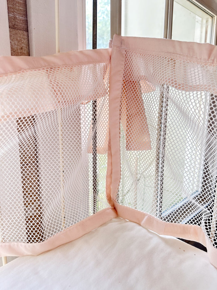 Farmhouse Ruffled Mesh Crib Liners handmade heirloom nursery - High Cotton Textile