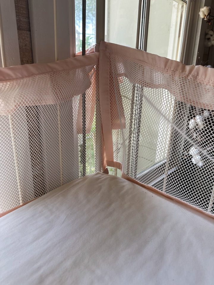 Farmhouse Ruffled Mesh Crib Liners handmade heirloom nursery - High Cotton Textile