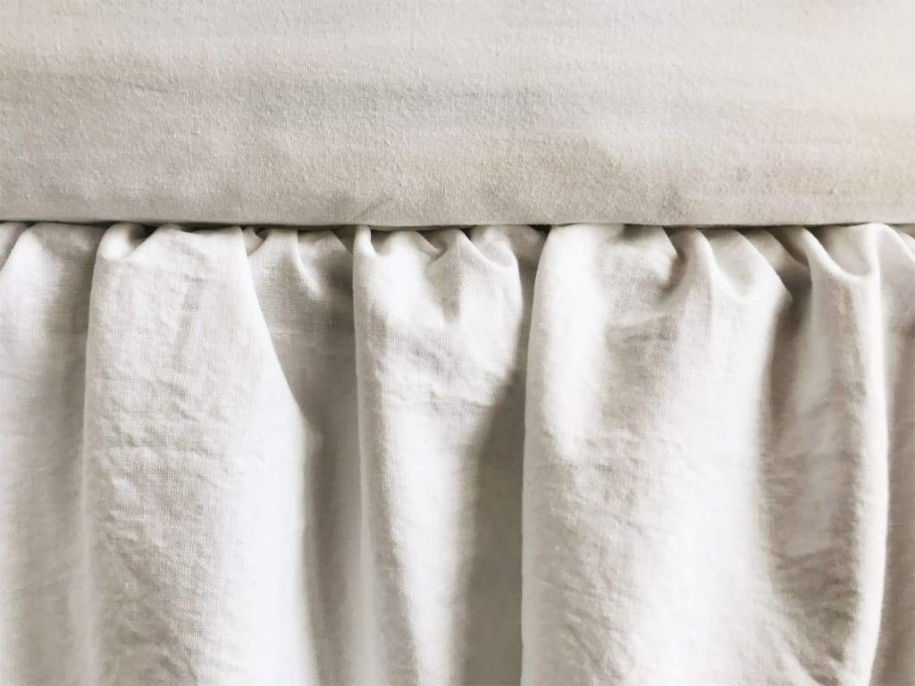 Farmhouse Tailored Crib Skirt in White and Mist handmade heirloom nursery - High Cotton Textile