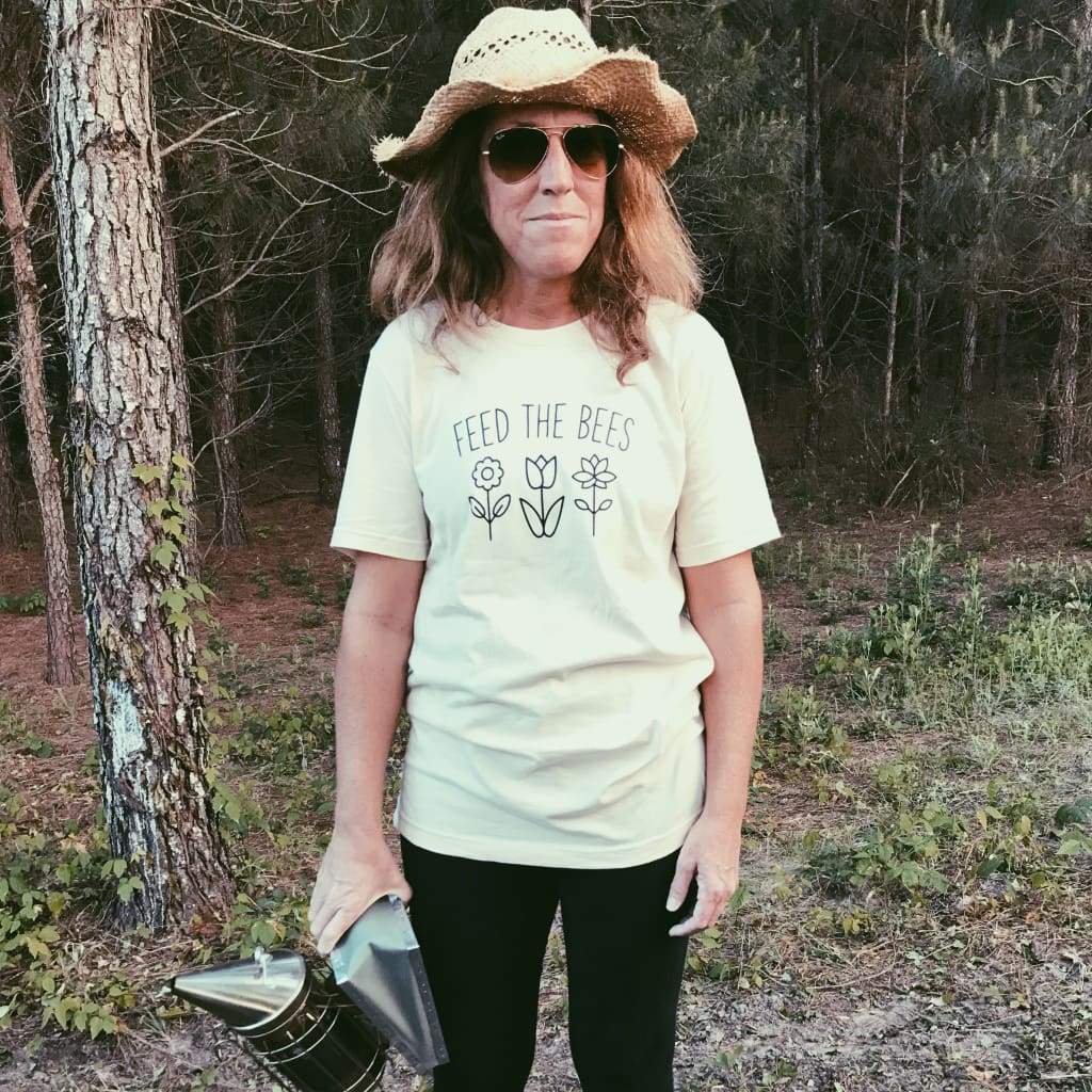 Feed the Bees Organic Cotton Adult Unisex Shirt handmade heirloom nursery - High Cotton Textile