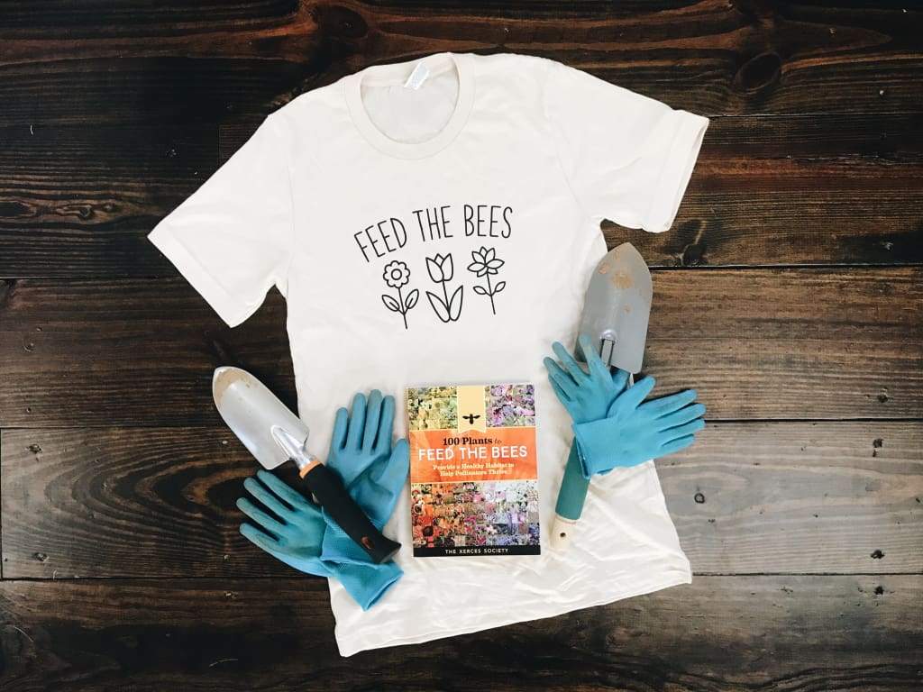 Feed the Bees Organic Cotton Adult Unisex Shirt handmade heirloom nursery - High Cotton Textile