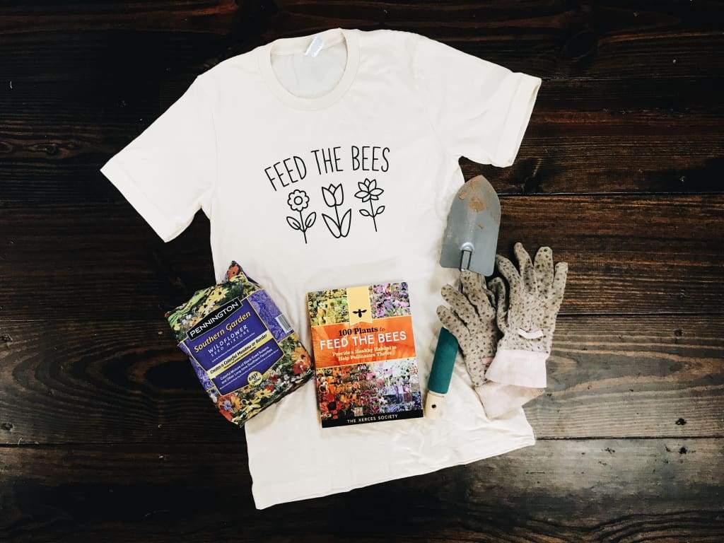 Feed the Bees Organic Cotton Adult Unisex Shirt handmade heirloom nursery - High Cotton Textile