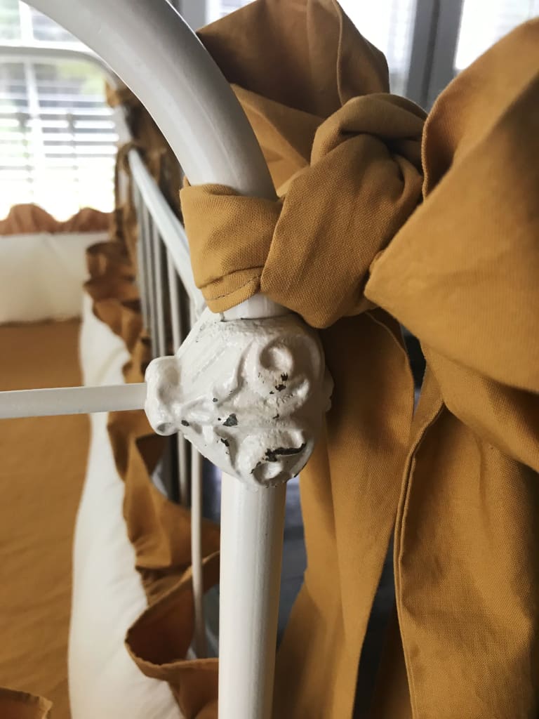 Gold Large Crib Bow handmade heirloom nursery - High Cotton Textile
