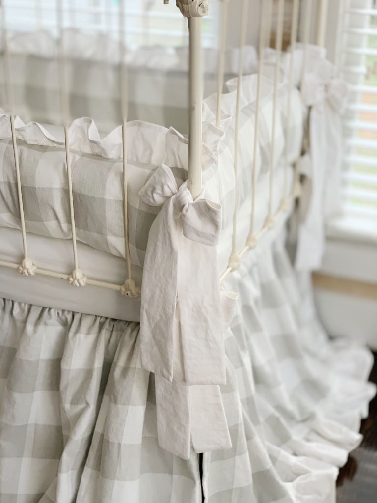 Grey Buffalo Check | Ruffled Crib Bedding Set