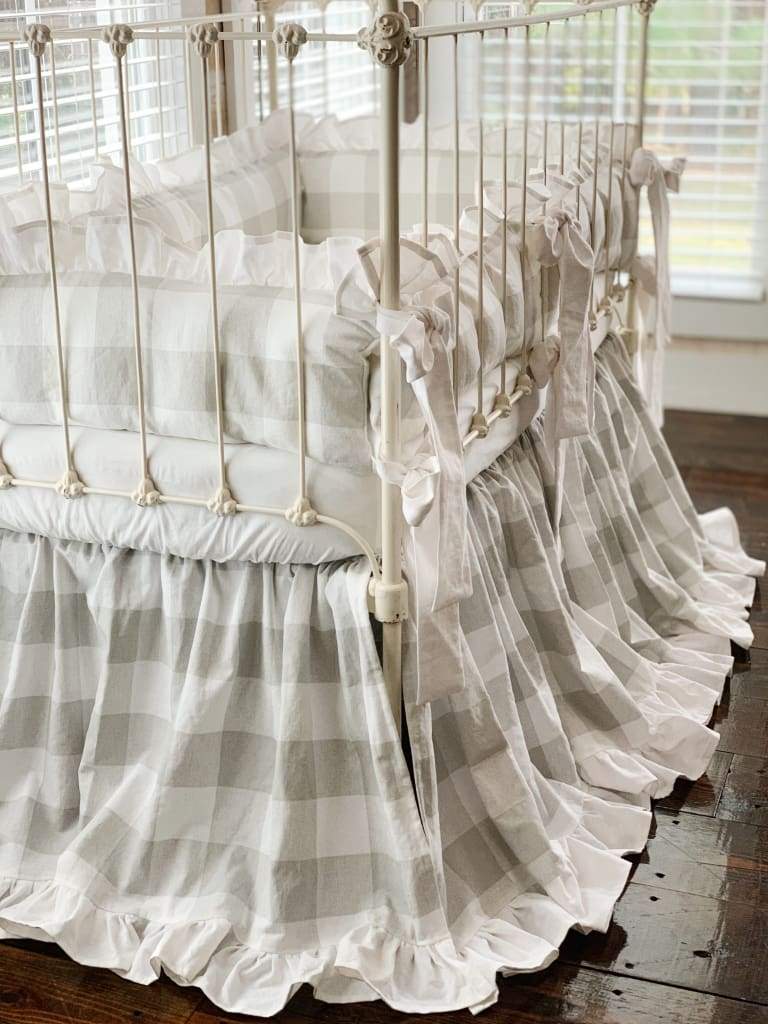 Grey Buffalo Check | Ruffled Crib Bedding Set