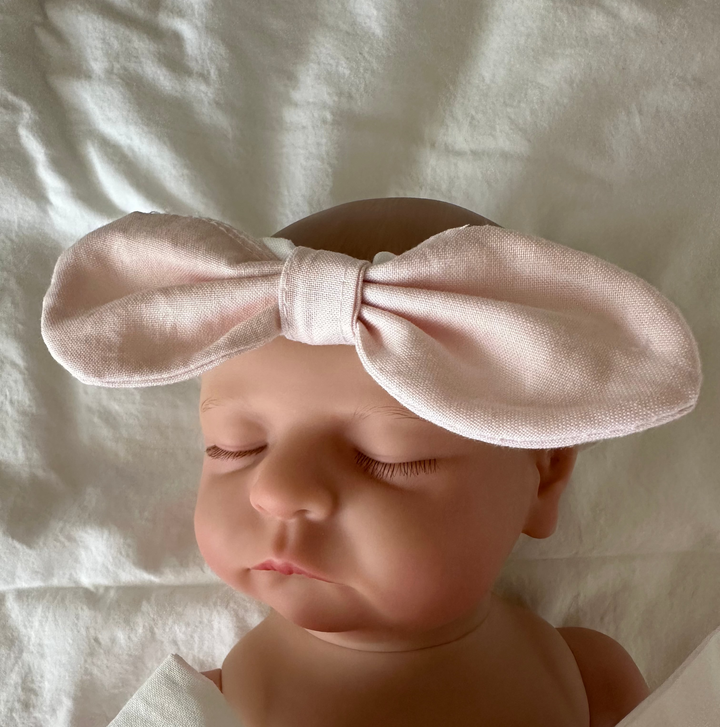 Heirloom newborn bow headband handmade in Alabama