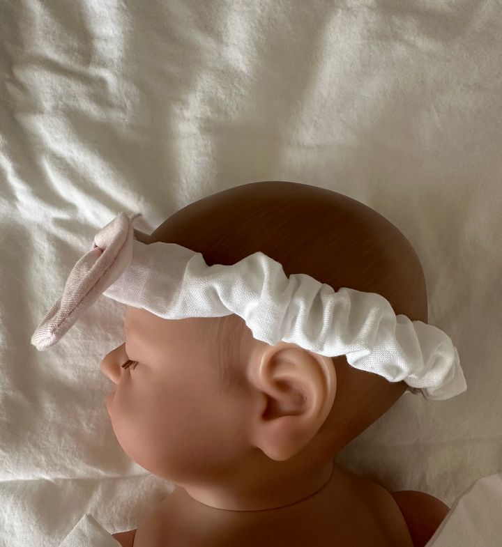 Heirloom newborn bow headband handmade in Alabama — view 2
