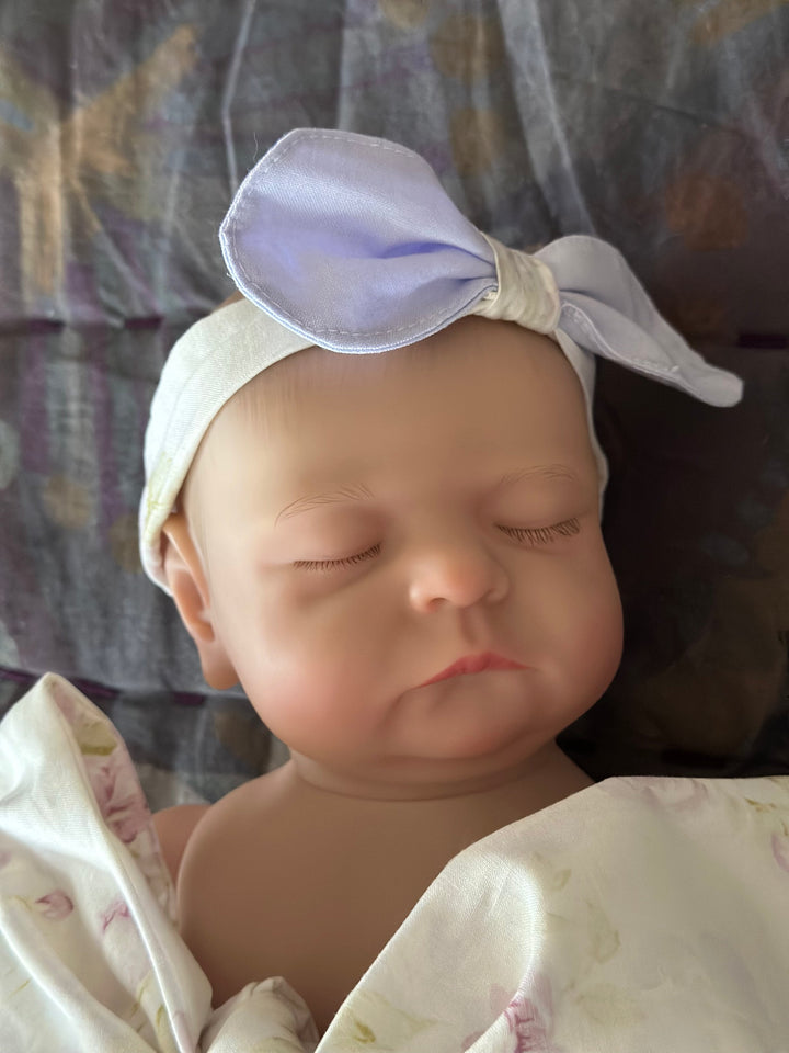 Heirloom personalized newborn baby headband handmade in Alabama — view 2
