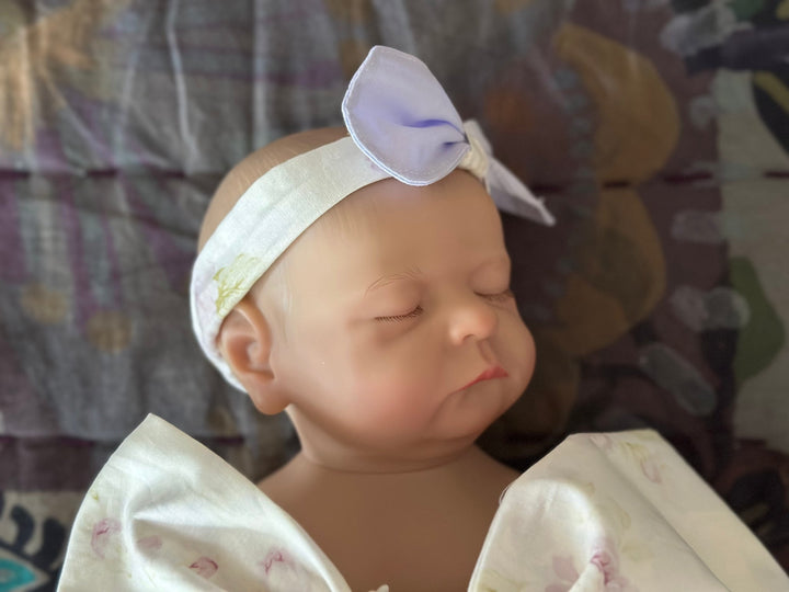 Heirloom personalized newborn baby headband handmade in Alabama — view 4