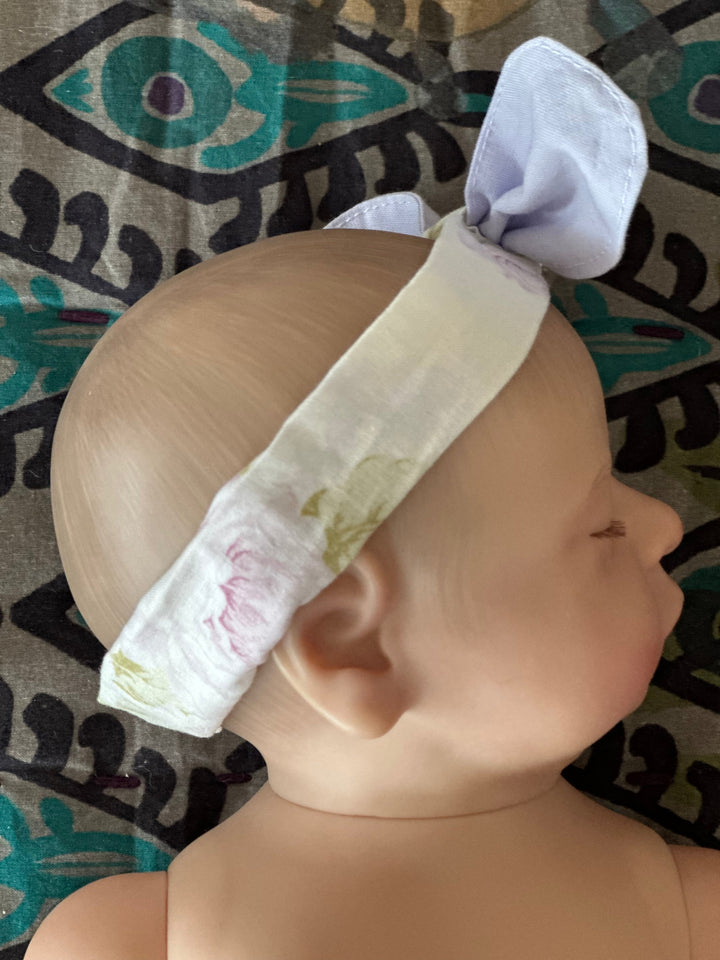 Heirloom personalized newborn baby headband handmade in Alabama — view 6