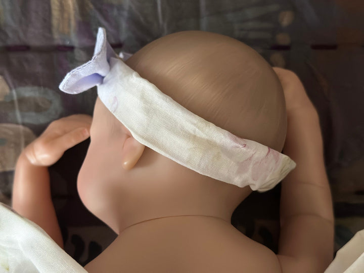 Heirloom personalized newborn baby headband handmade in Alabama — view 7