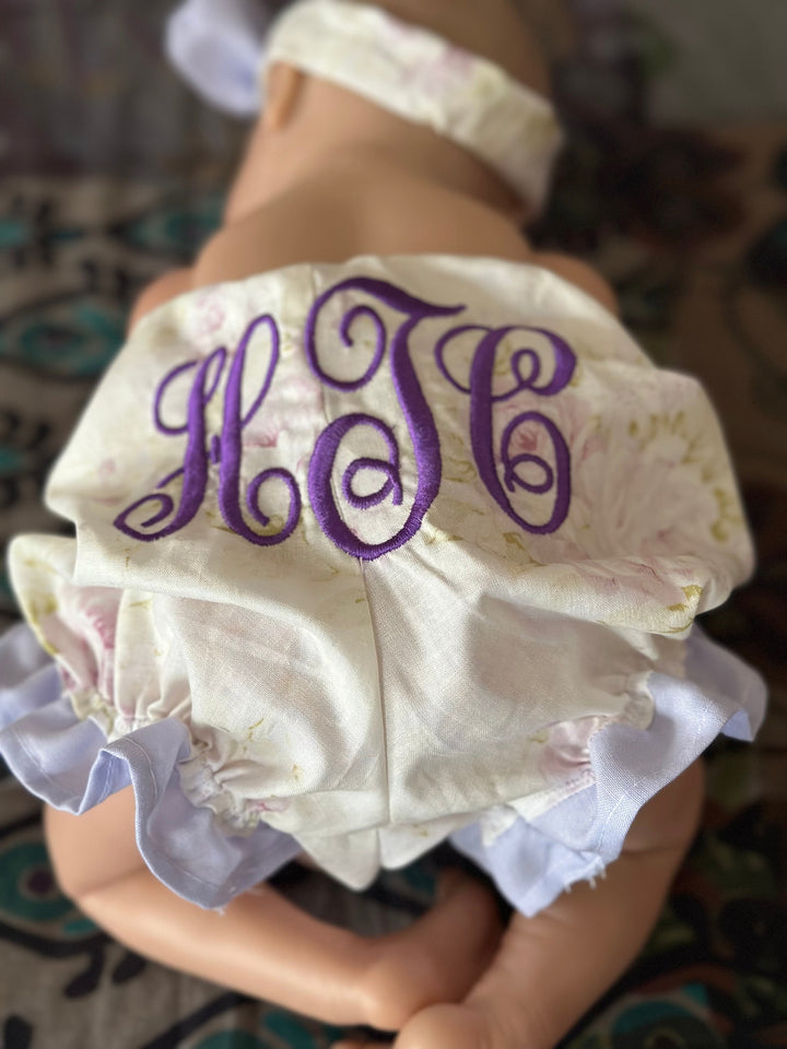 Heirloom ruffled baby bloomers handmade in Alabama — view 7