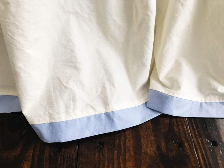 Ivory and Baby Blue Farmhouse Tailored Crib Bedding Set handmade heirloom nursery - High Cotton Textile