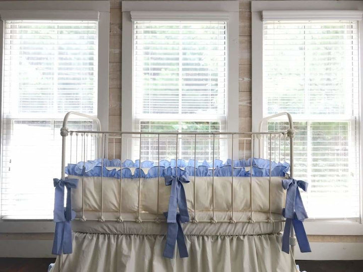 Ivory and Baby Blue | Ruffled Crib Bumpers