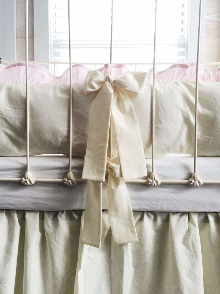 Ivory and Baby Pink | Ruffled Crib Bumpers