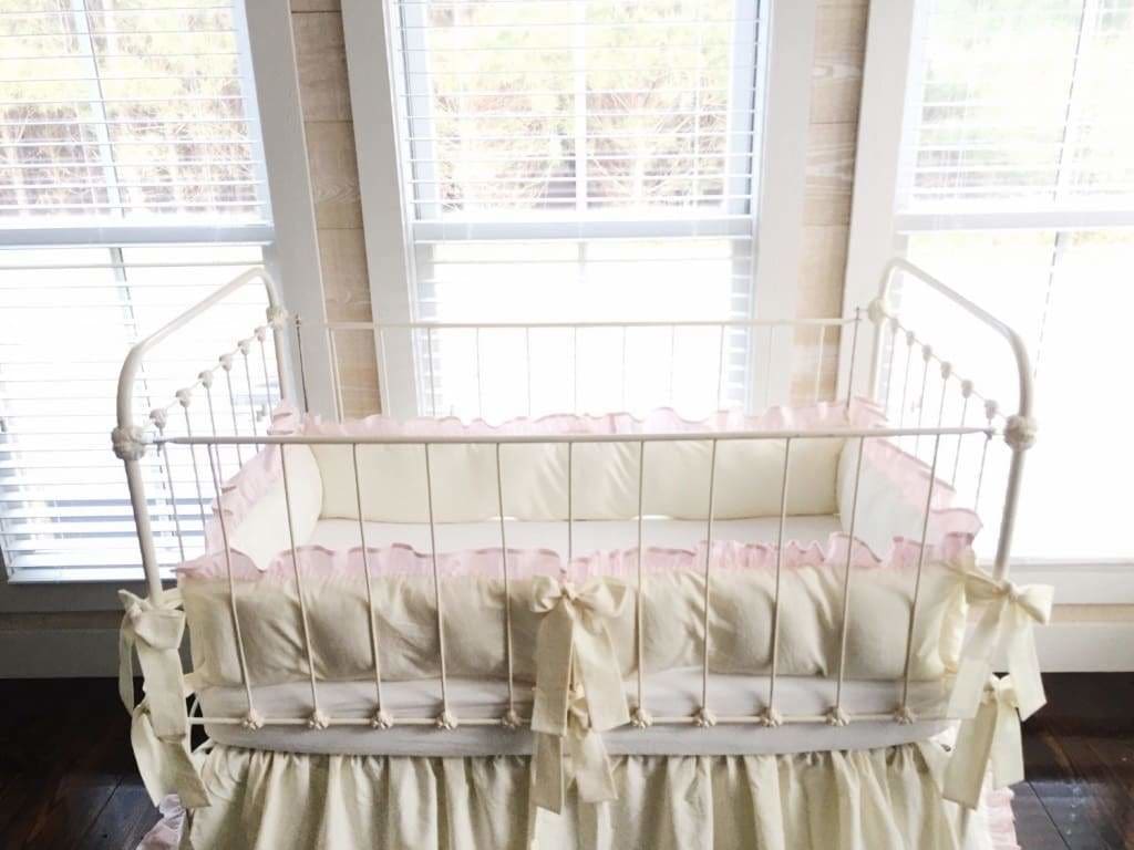 Ivory and Baby Pink | Ruffled Crib Bumpers