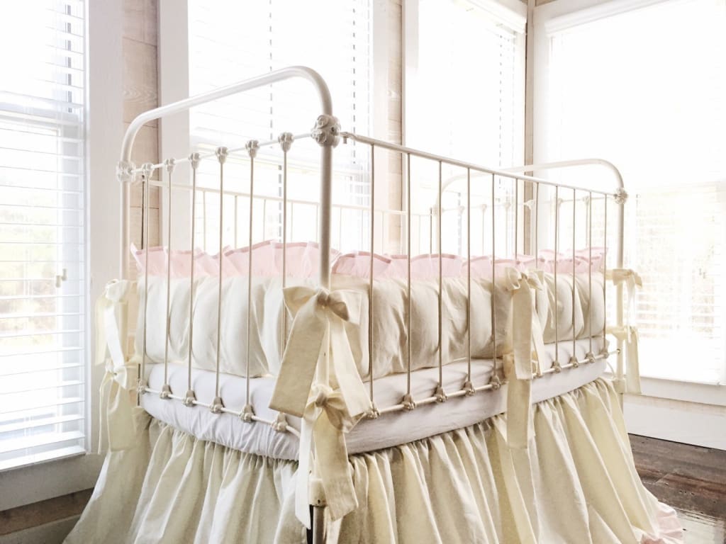 Ivory and Baby Pink | Ruffled Crib Bumpers