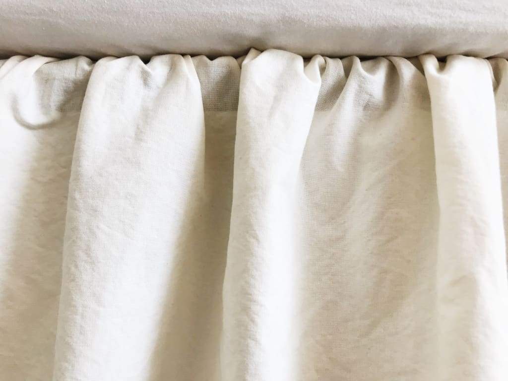 Ivory and Black Ruffled Crib Skirt handmade heirloom nursery - High Cotton Textile