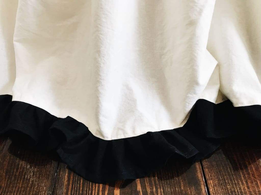 Ivory and Black Ruffled Crib Skirt handmade heirloom nursery - High Cotton Textile