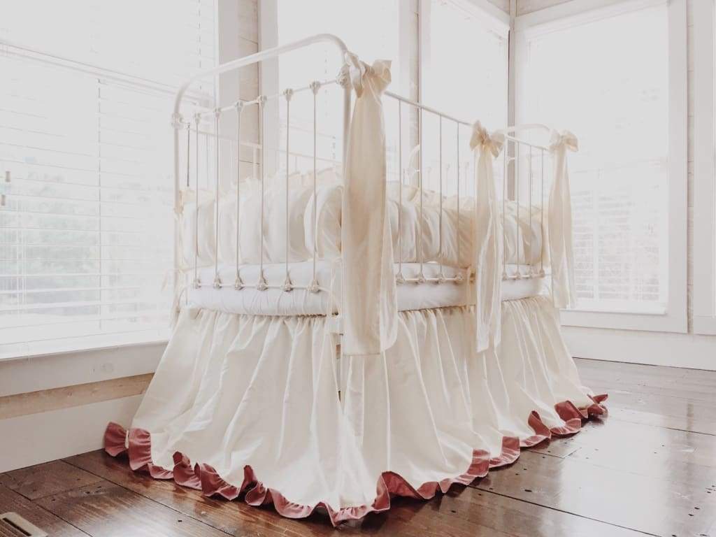 Ivory + Blush | Ruffled Crib Bedding Set