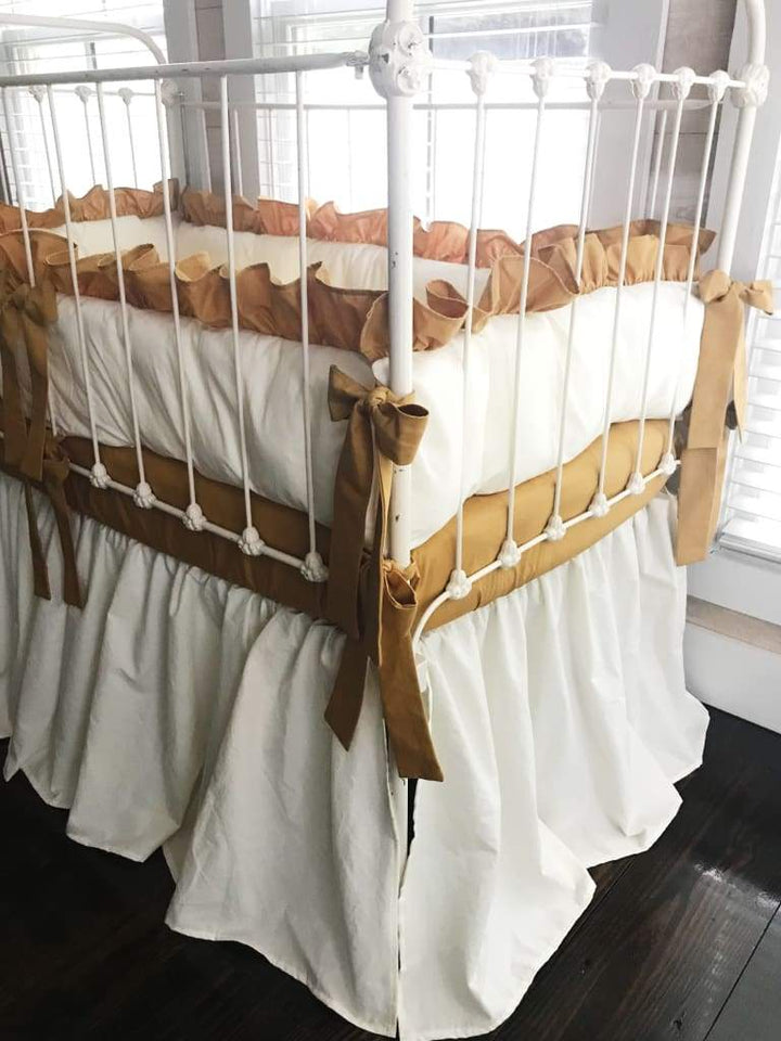 Ivory and Gold | Farmhouse Crib Bedding Set