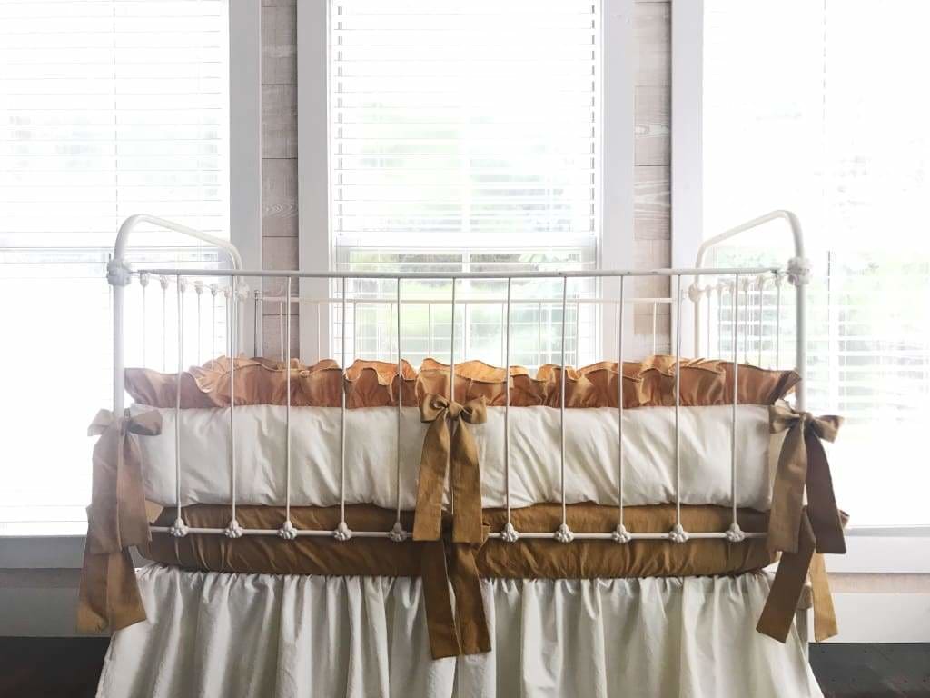 Ivory and Gold | Ruffled Crib Bumper Set
