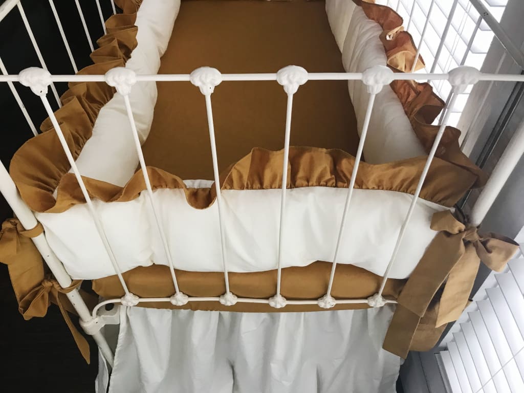 Ivory and Gold | Ruffled Crib Bumper Set