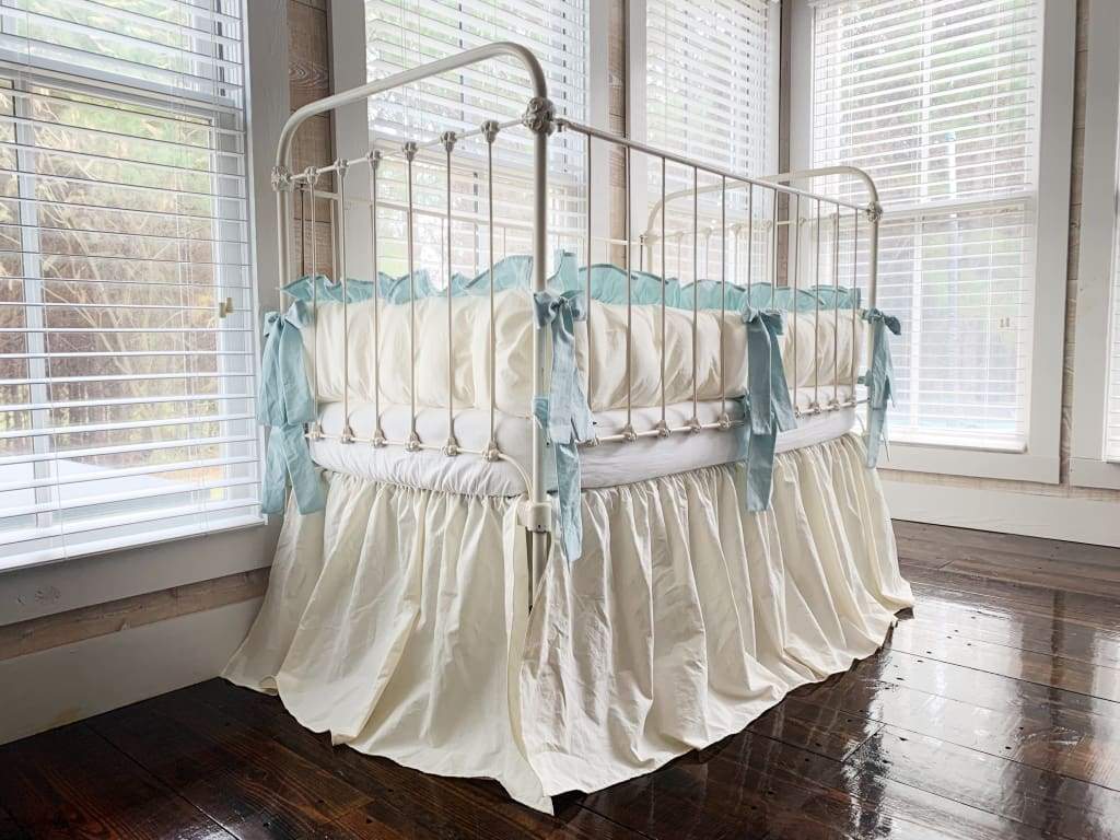 Ivory and Mist | Farmhouse Crib Bedding Set