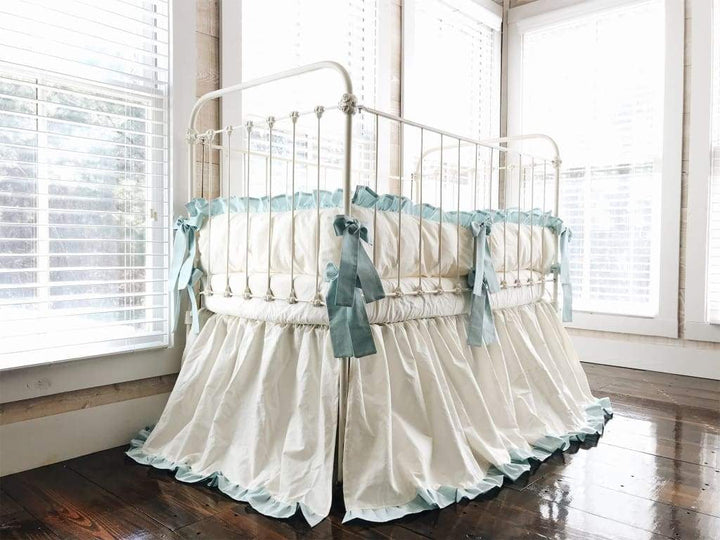 Ivory + Mist | Ruffled Crib Bedding Set