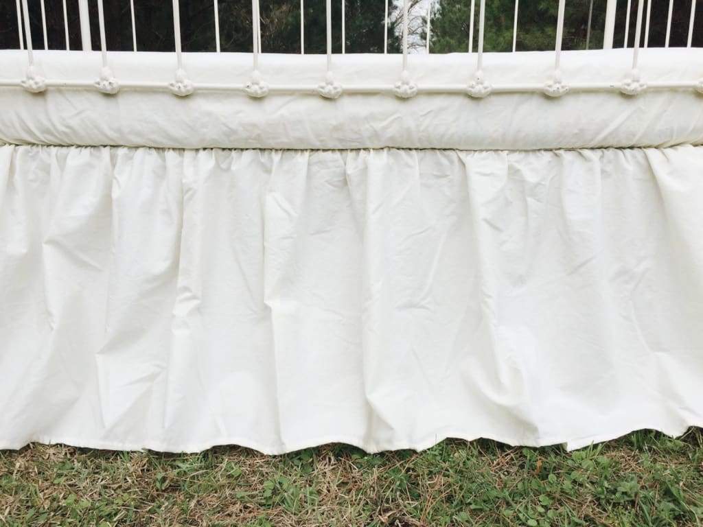 Ivory Farmhouse Crib Skirt 17.5" Drop Length handmade heirloom nursery - High Cotton Textile