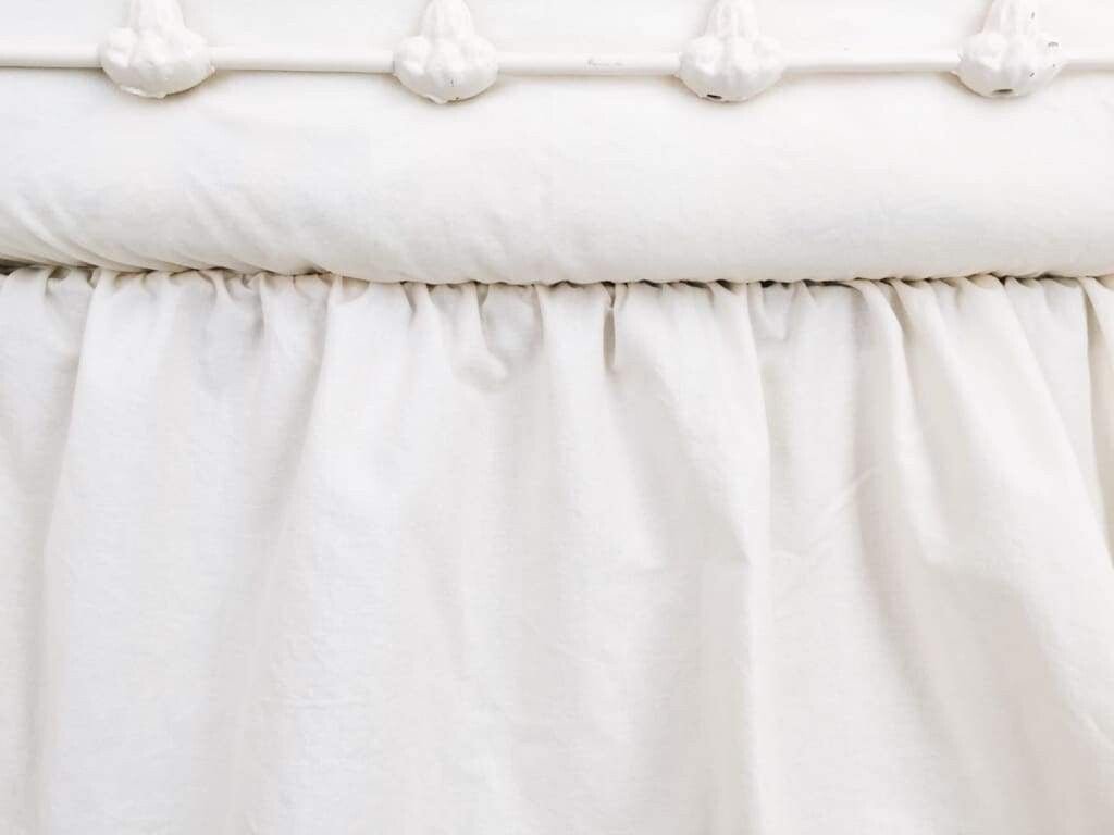 Ivory Farmhouse Crib Skirt handmade heirloom nursery - High Cotton Textile