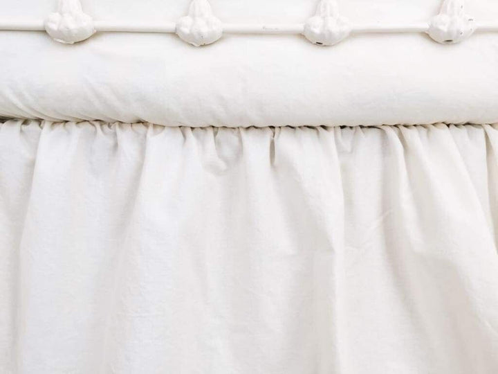 Ivory Farmhouse Crib Skirt handmade heirloom nursery - High Cotton Textile