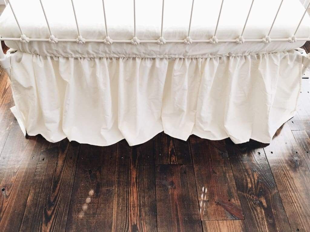 Ivory Farmhouse Crib Skirt handmade heirloom nursery - High Cotton Textile