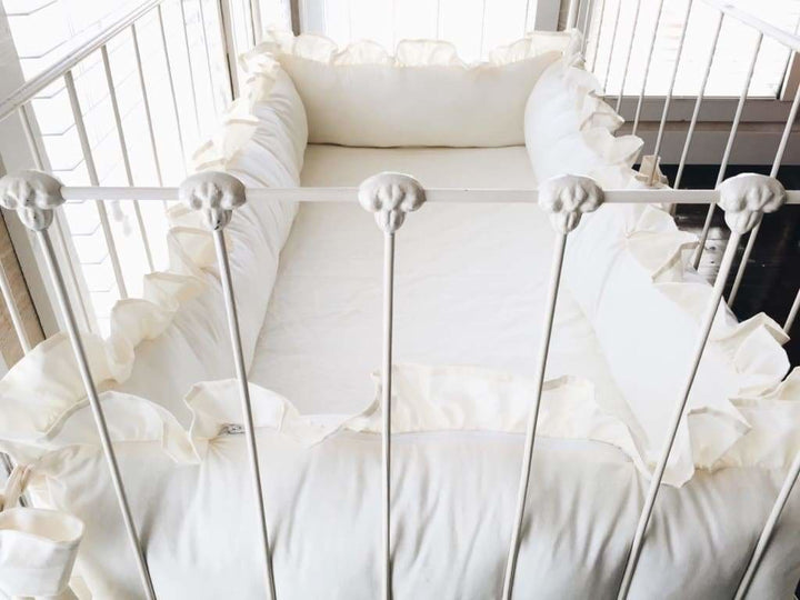 Ivory Farmhouse Ruffled Crib Liners