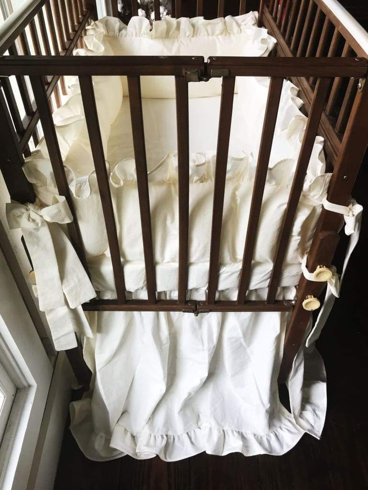 Ivory | Ruffled Mini Crib Bedding Set