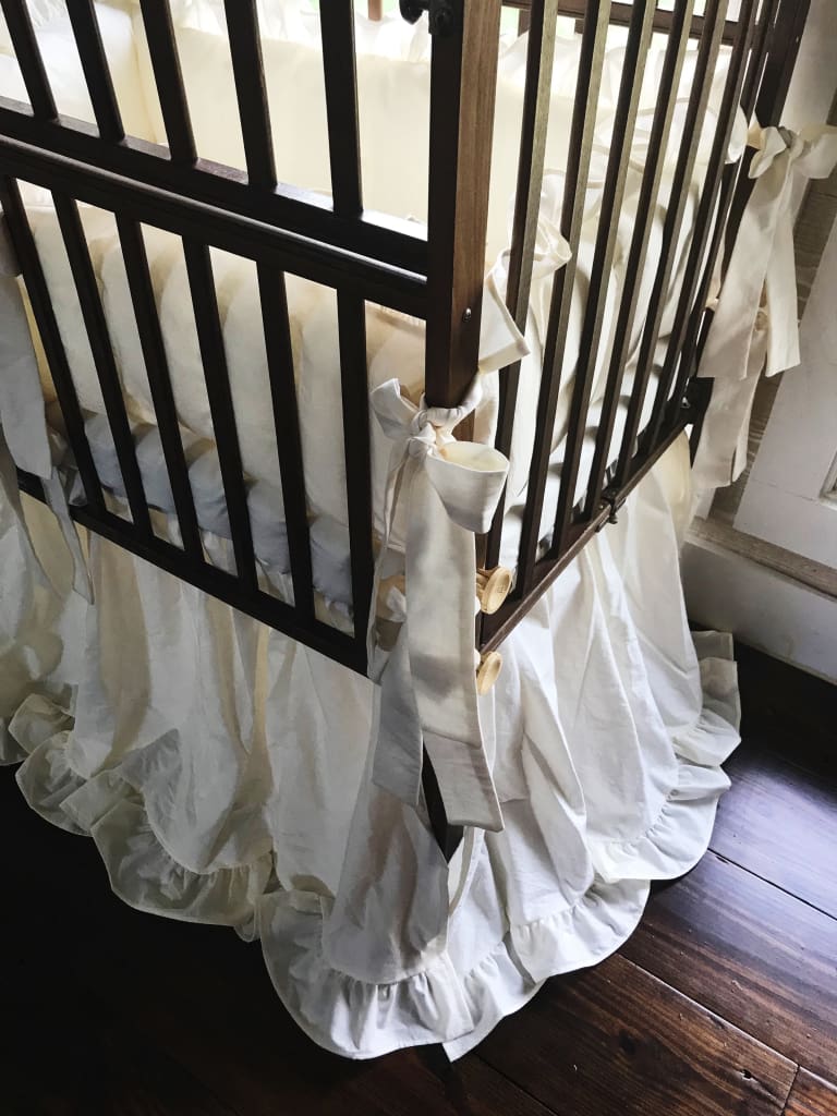 Ivory | Ruffled Mini Crib Bedding Set