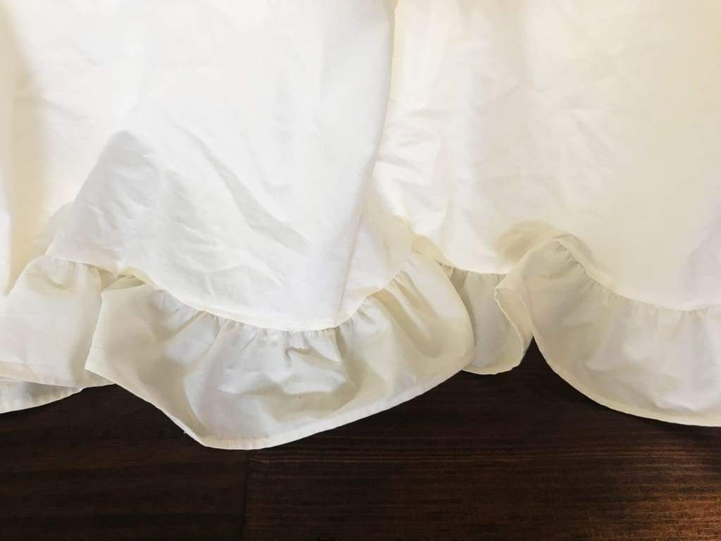 Ivory Ruffled Mini Crib Skirt handmade heirloom nursery - High Cotton Textile