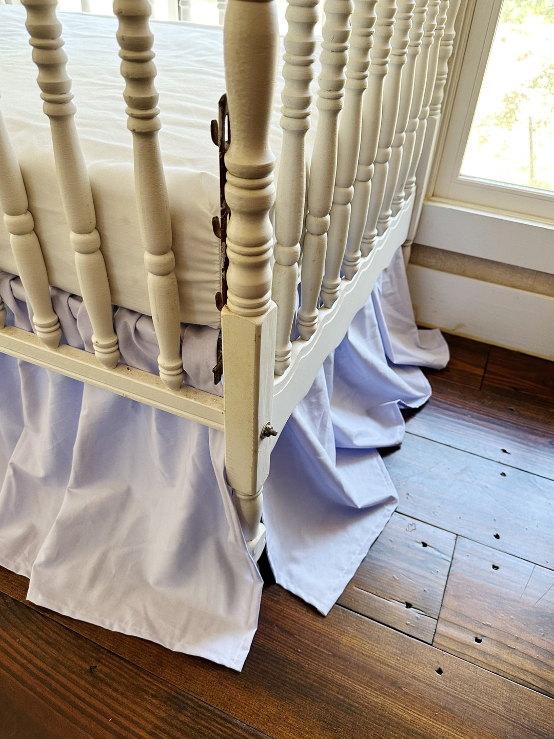 Lavender Farmhouse Crib Skirt | 4-Sided Gathered | 20" Drop | 100% Washed Cotton | Handmade in Alabama handmade heirloom nursery - High Cotton Textile