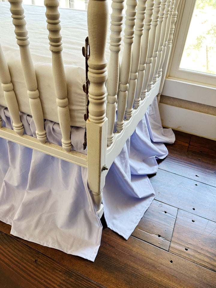 Lavender Farmhouse Crib Skirt | 4-Sided Gathered | 20" Drop | 100% Washed Cotton | Handmade in Alabama handmade heirloom nursery - High Cotton Textile