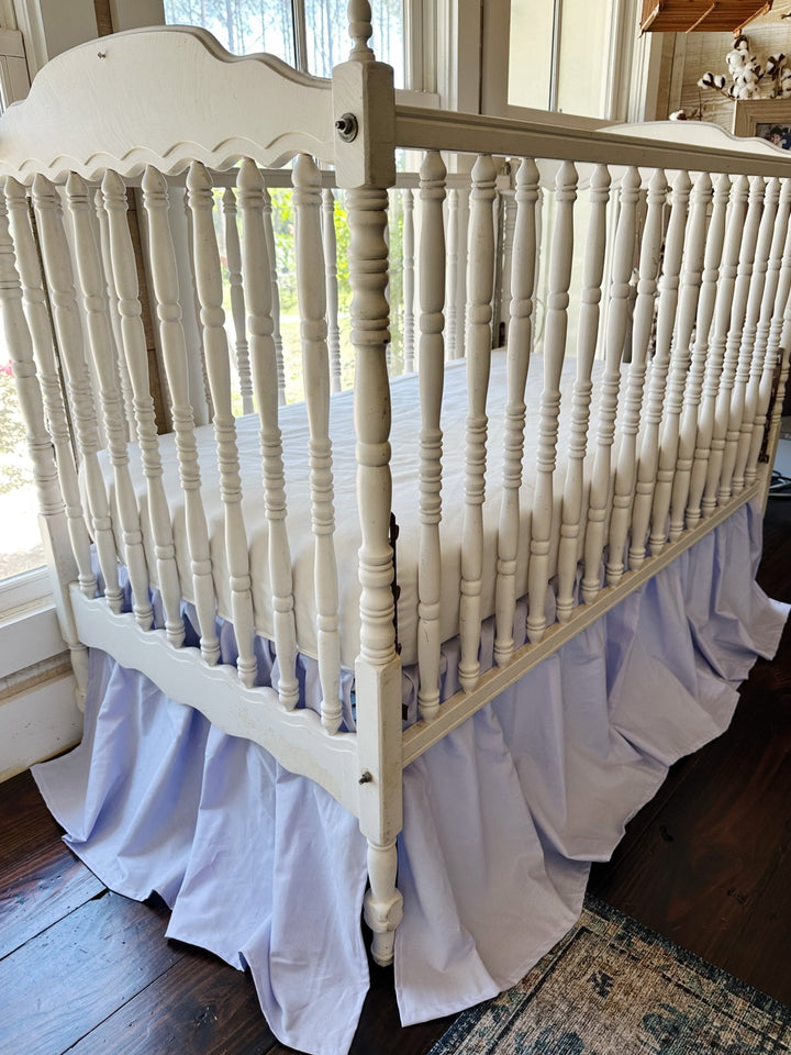 Lavender Farmhouse Crib Skirt | 4-Sided Gathered | 20" Drop | 100% Washed Cotton | Handmade in Alabama handmade heirloom nursery - High Cotton Textile