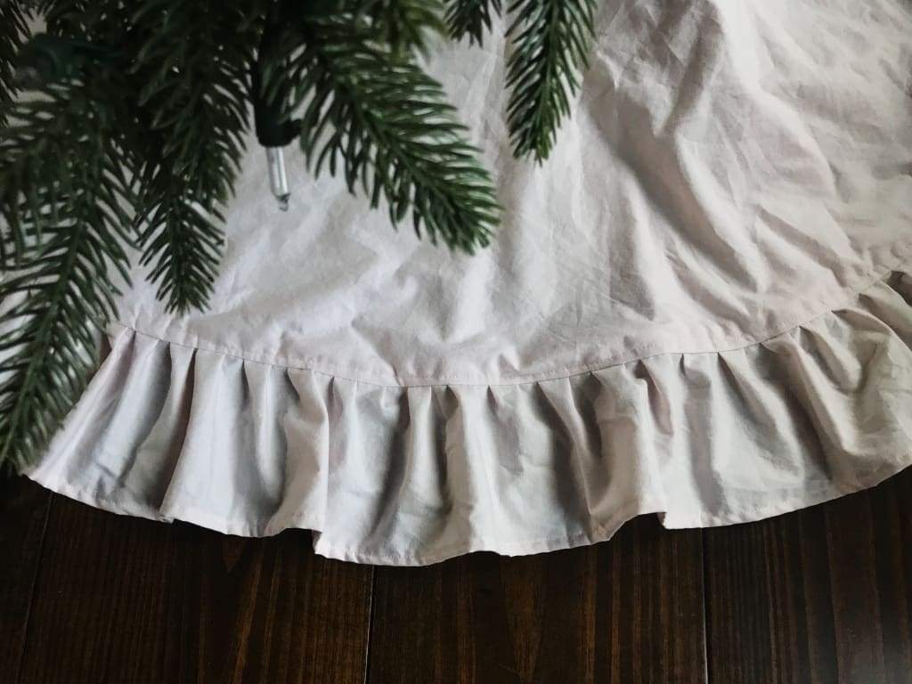 Light Pink Ruffle Christmas Tree Skirt handmade heirloom nursery - High Cotton Textile